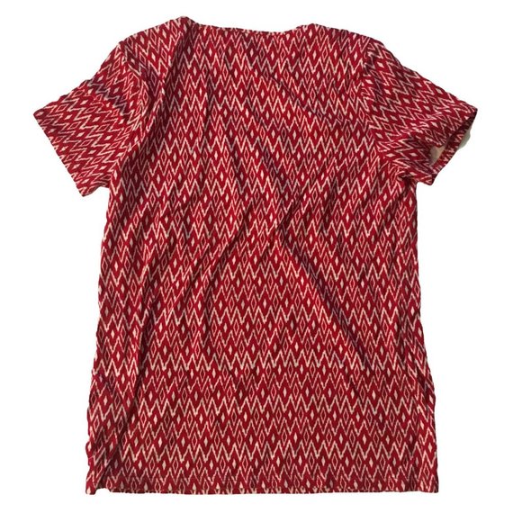 Basic Editions Top T-Shirt Red White Casual Cotton Summer Short Sleeves L 12 14 - Picture 2 of 6